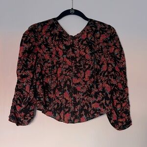 Free People Western Style Open Back Blouse